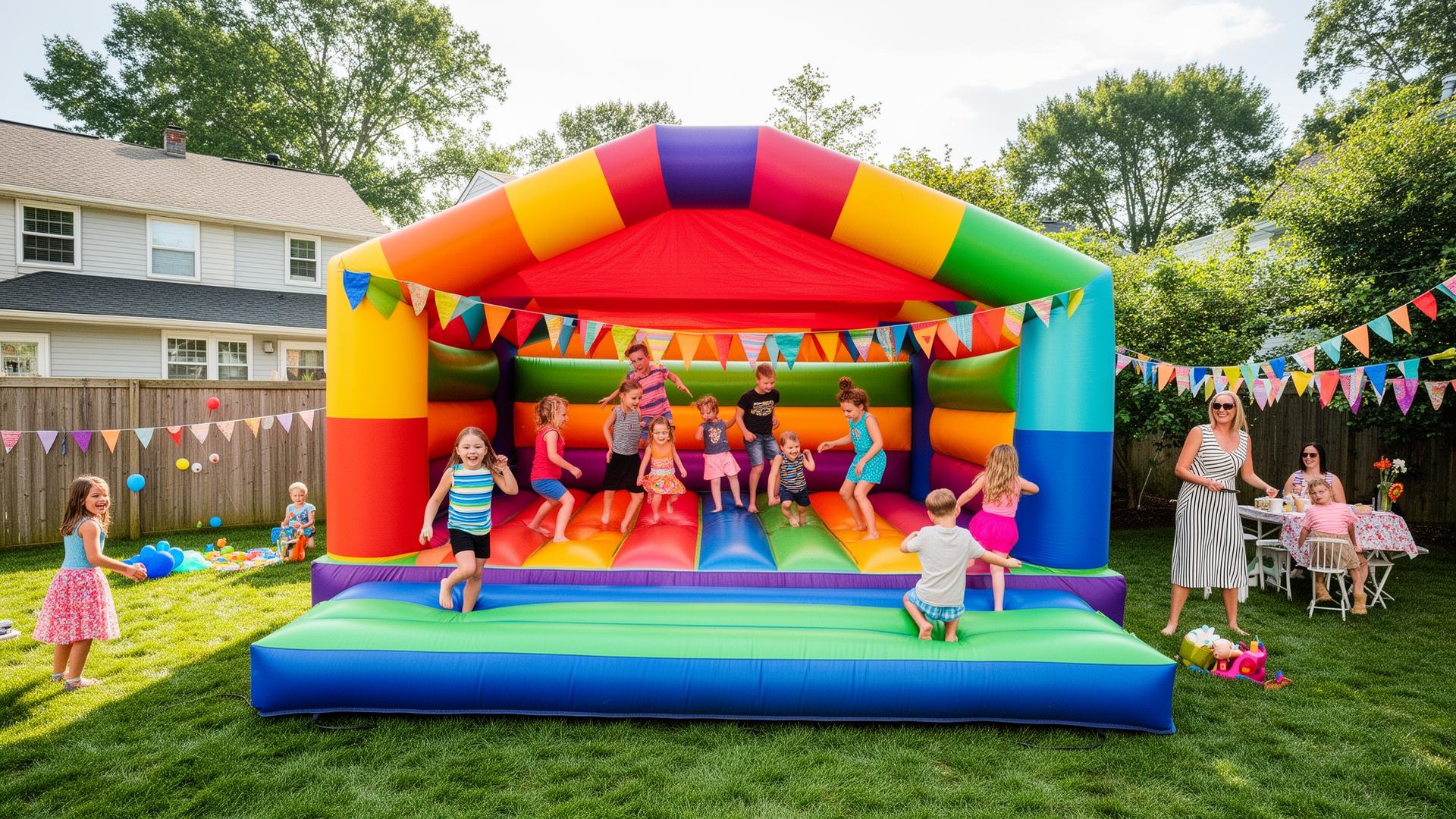 Bounce house rental at a kids' birthday party in New Jersey