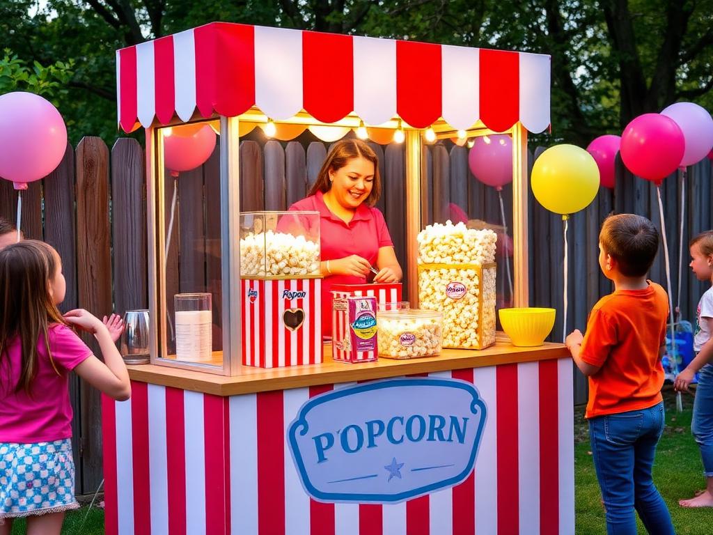 Popcorn machine rental at an outdoor party event in Lakewood NJ